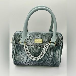 Luv Betsey Textured Iridescent Snake Print with Chain Satchel Bag